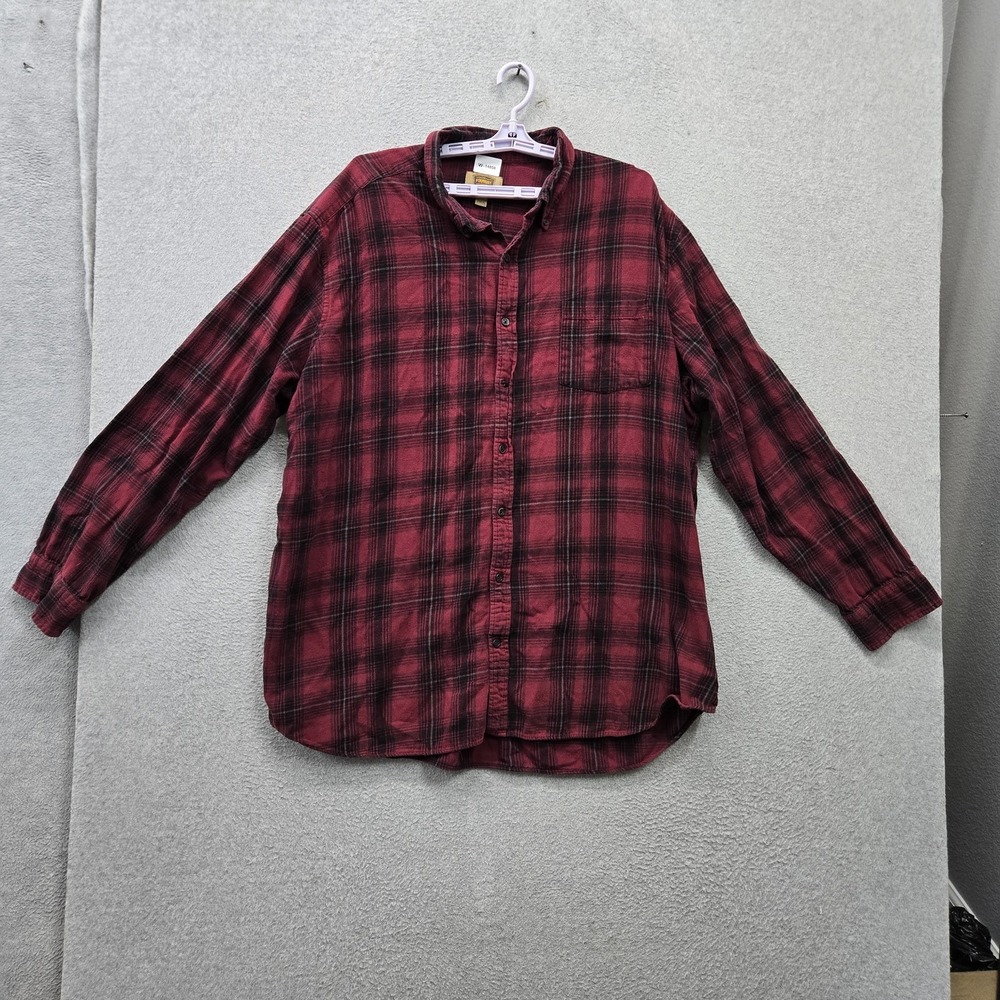 The Foundry Supply Co. Men Button Up Shirt 3XLT Red Plaid Flannel Shirt